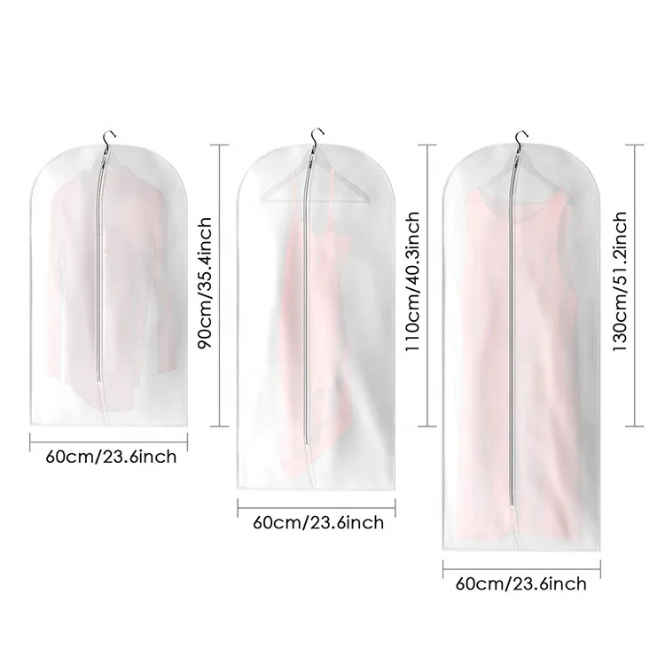 Clear Biodegradable Moth Proof Garment Bags, Hanging Cloth Covers,Breathable Waterproof Dress Garment Bag Dust Covers For Closet
