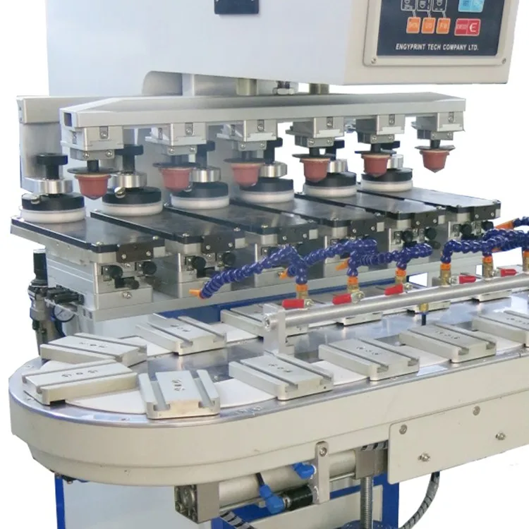 Dongguan 6 Colours Sealed Cup Plastic Bottle Cup Pad Printing Machine for CD with Conveyer