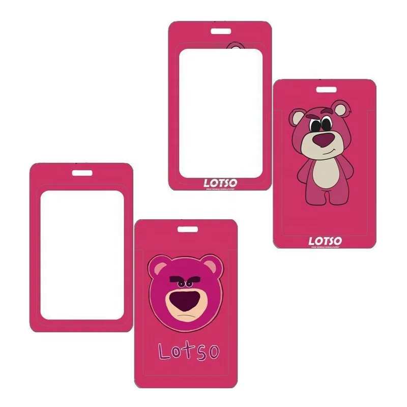 Cartoon Toy Bear ID Card Holder Multiple Styles Design Name Tag Bus Badges Sliding Cover Promotional Gift for Kids Fans Girls
