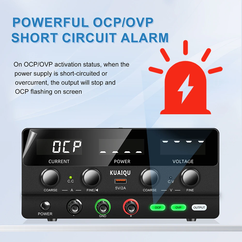 KUAIQU SPPS-H3010 30V 10A 300W Adjustable Bench Switch DC Power Supply OCP OVP Output Short Circuit Protection USB Quick Charger