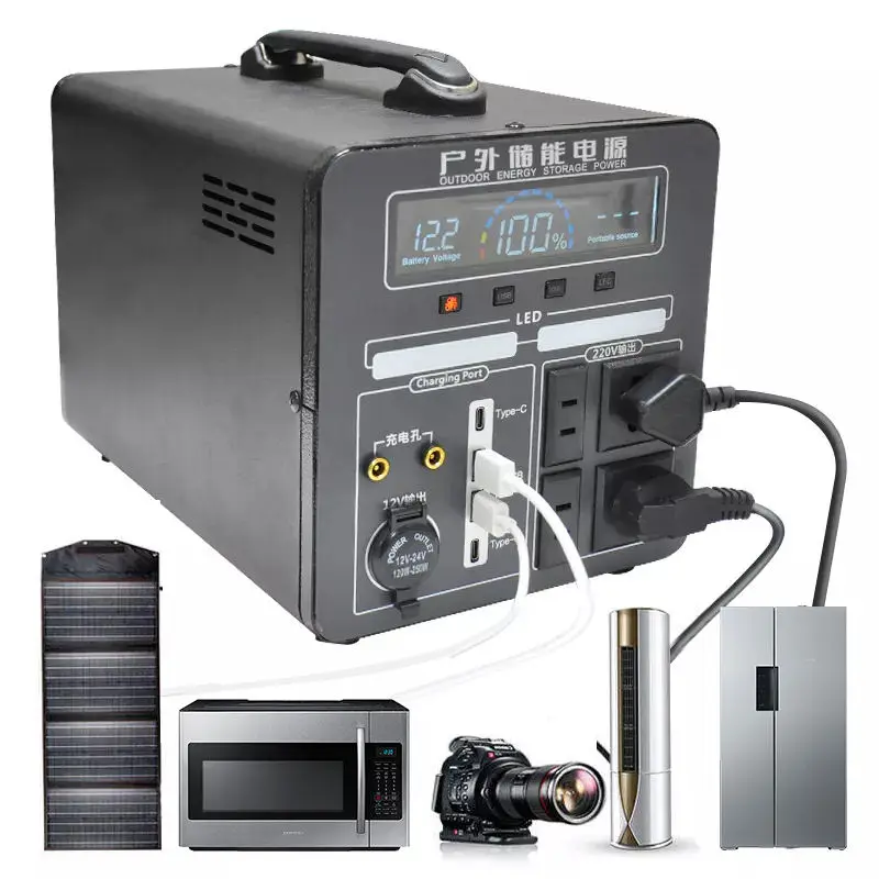 Rechargeable solar generator supplier lithium battery electric portable power station bank 2000w