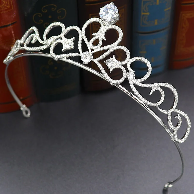 
Korean bride tiara crown love heart rhinestone princess zircon small crown wedding photo studio wedding accessories batch 