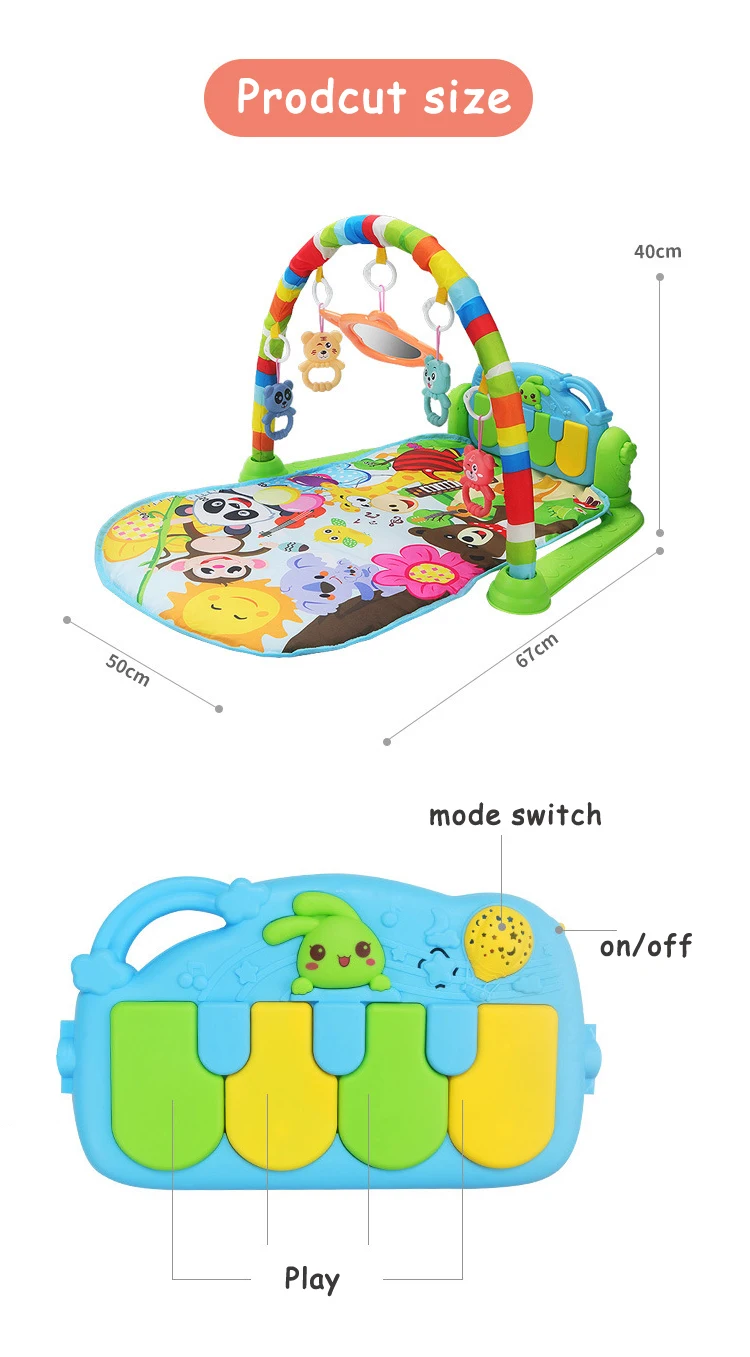 Wholesale Newborn Infant Sleep Toys Foldable Soft Kid Floor Activity Gym Musical Piano Keyboard Baby Crawl Play Mat