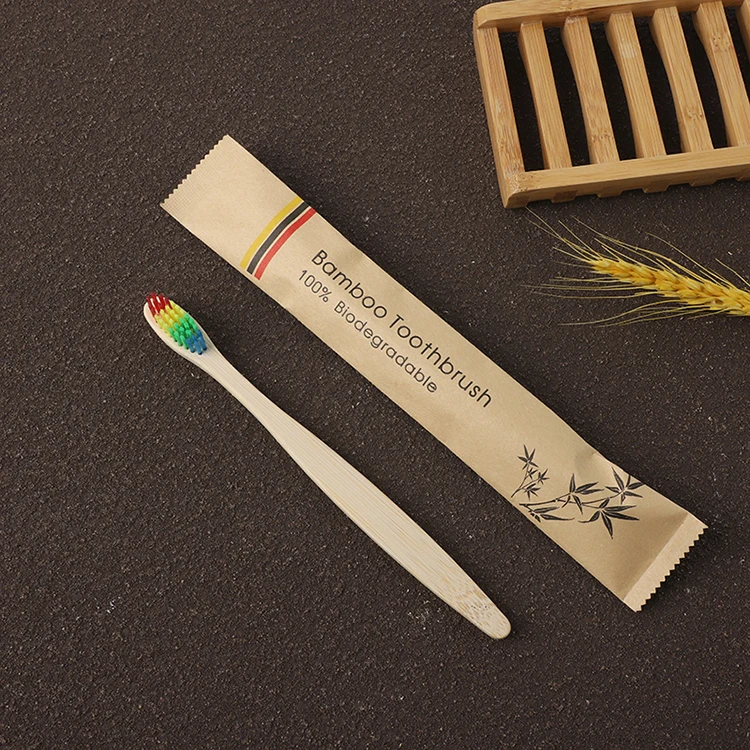 10 pcs BPA Free Adult Tooth Brush Set Natural Eco Biodegradable Soft Charcoal Nylon Bamboo Toothbrush with Paper Packaging