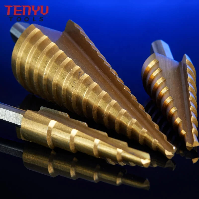 3pcs Jiangsu Danyang Manufactory Spiral Tungsten Carbide Titanium Step Drill Bit Hss Stepped Cone Drill Bits Set