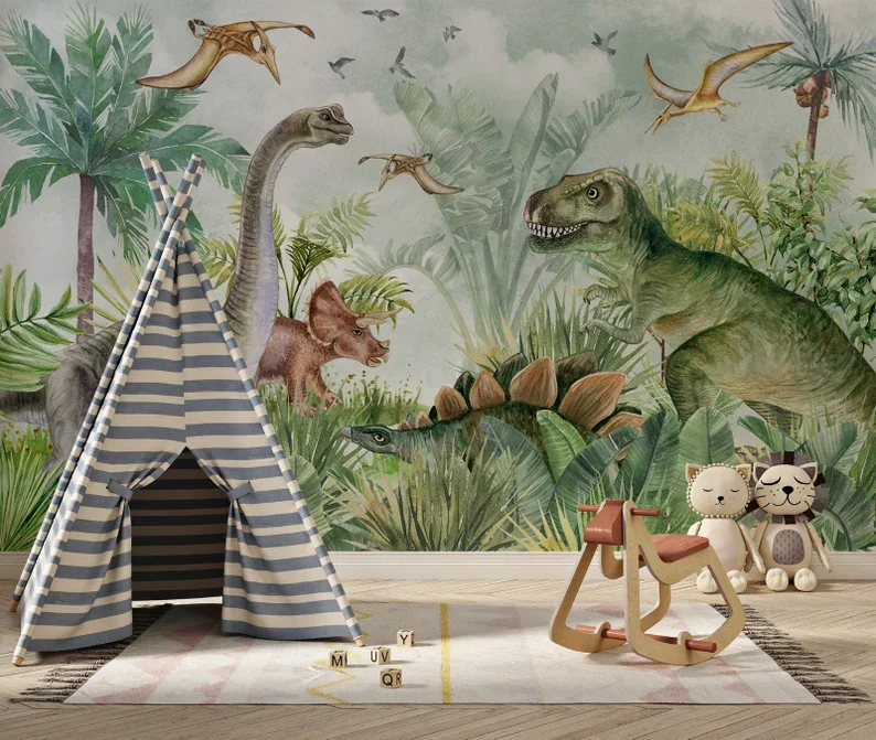 Beautiful OEM Forest Animals 3D Mural Wallpaper For TV Background Home Decoration