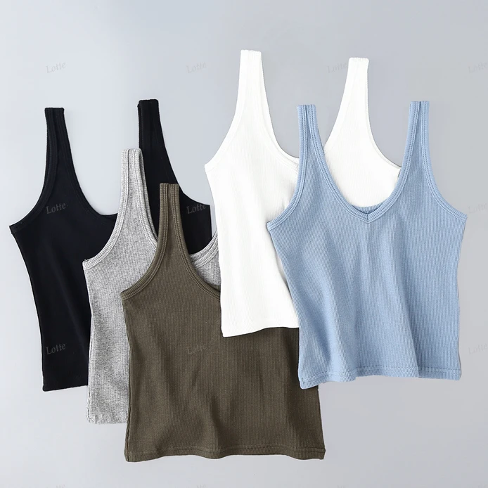 2023 Hot Custom Logo high quality Summer Lady Tank Top White Black Ribbed Crop Tank Tops for Women