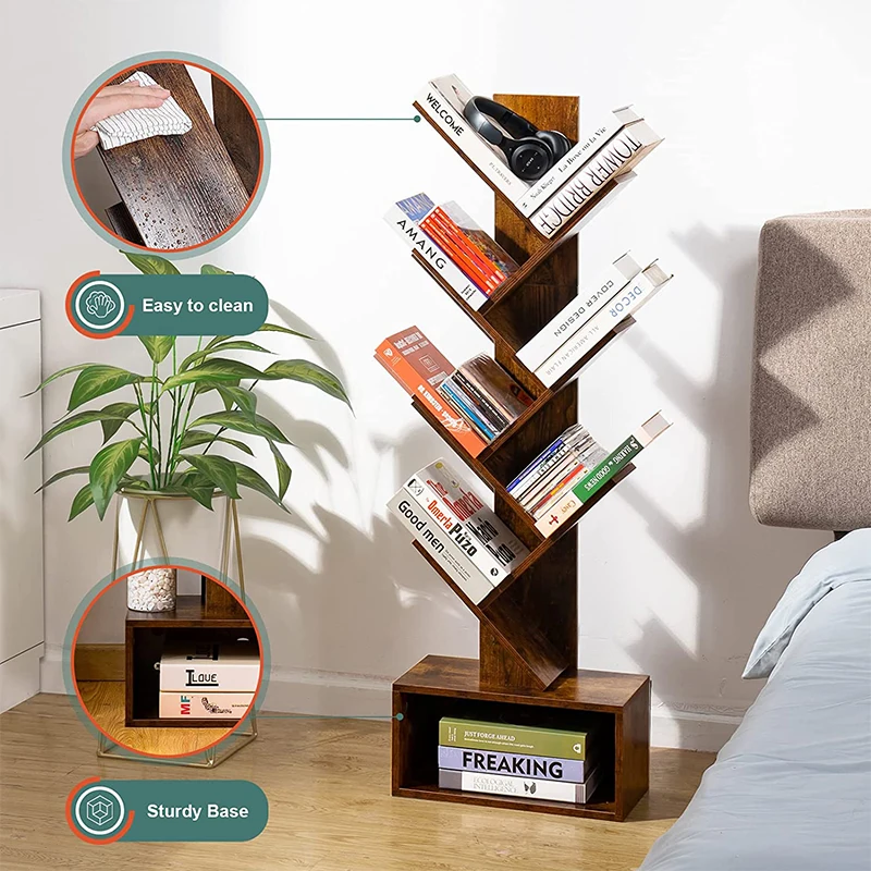 Modern office luxury study room library vertical industrial models display wooden wood mdf book rack bookshelf