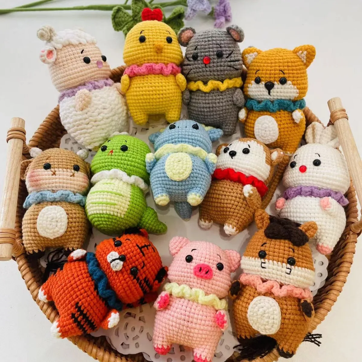 Handmade Cute Mini crocheted animal dolls Crochet Baby Toy KeyChain Mini Amigurumi Crochet Toy Pendant For Bag Accessories