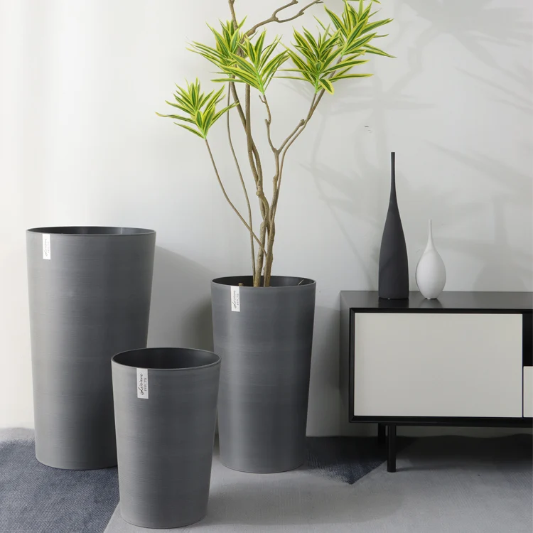 Decorative Large Size Durable Plastic White Nordic Garden Planter Plant Indoor Luxury Flower Pot Big Outdoor Vertical Flowerpots