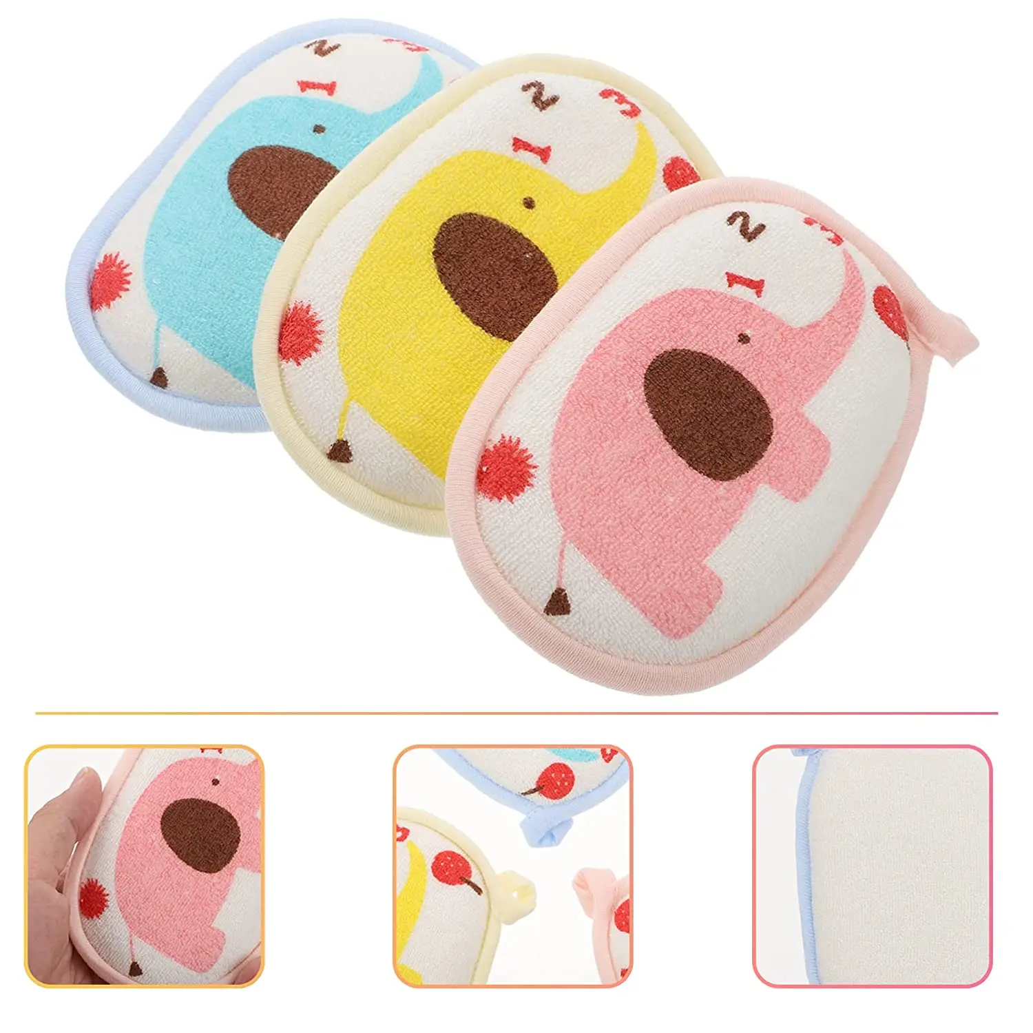 Kids Bath Sponge Cute Elephant Pattern Soft Shower Sponges Rub Bath Pad Cleaning Tool for Child Kid Baby