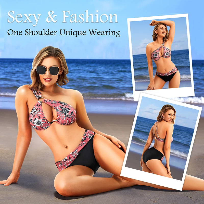 wholesale removable pads beautiful swimsuits bikini transparent daisy-pink plus size swimwear bikini for fat women