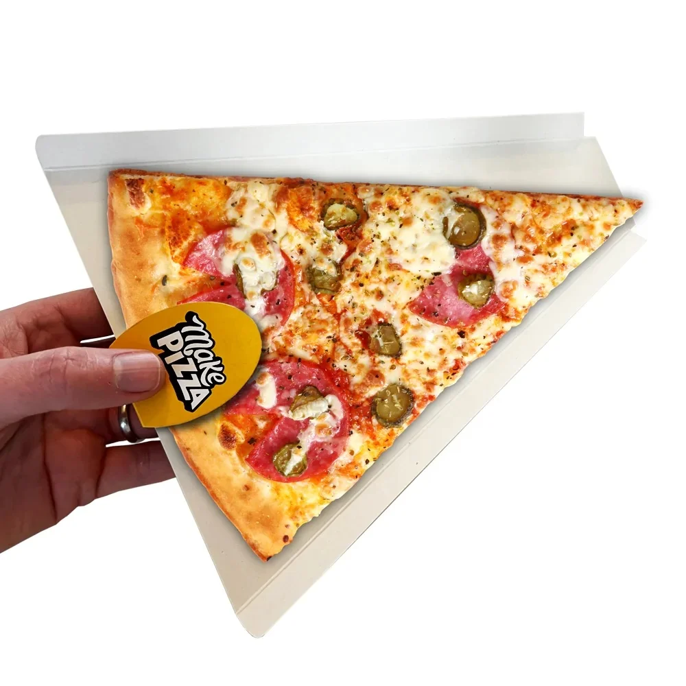 Paperboard Single Pizza Slice Wedge Tray With Thumb Tab