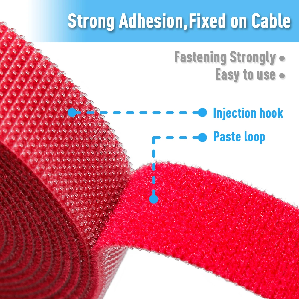 Colorful heavy duty pure nylon self adhesive reusable wrap pallet strap belt super elastic back to back hook and loop cable ties