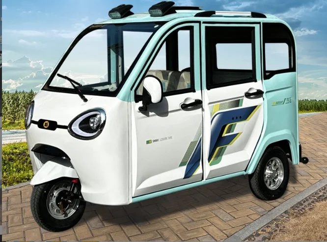 Fully Enclosed Electric Tricycle Adult Family Female Small New Energy Five-door Double-row Battery Tricycle