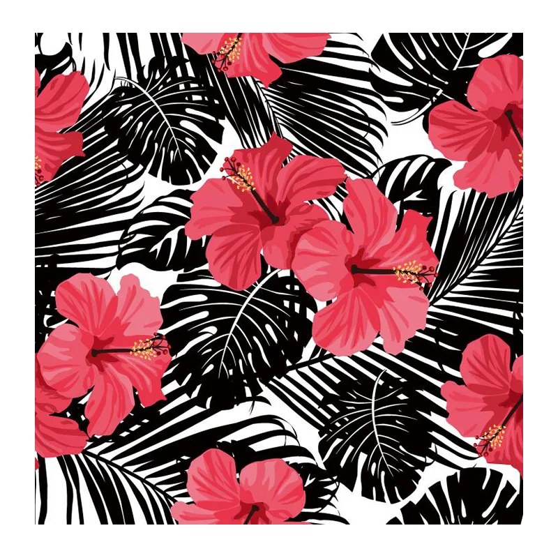 Hot sell vibrant hibiscus flowers customize digital printing cotton and spandex fabric breathable for clothing