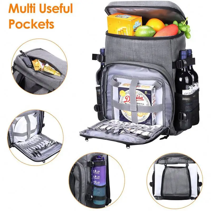 Amazon hot selling travel picnic beach wine beer cooler bag ice pack thermal insulated cooler backpack