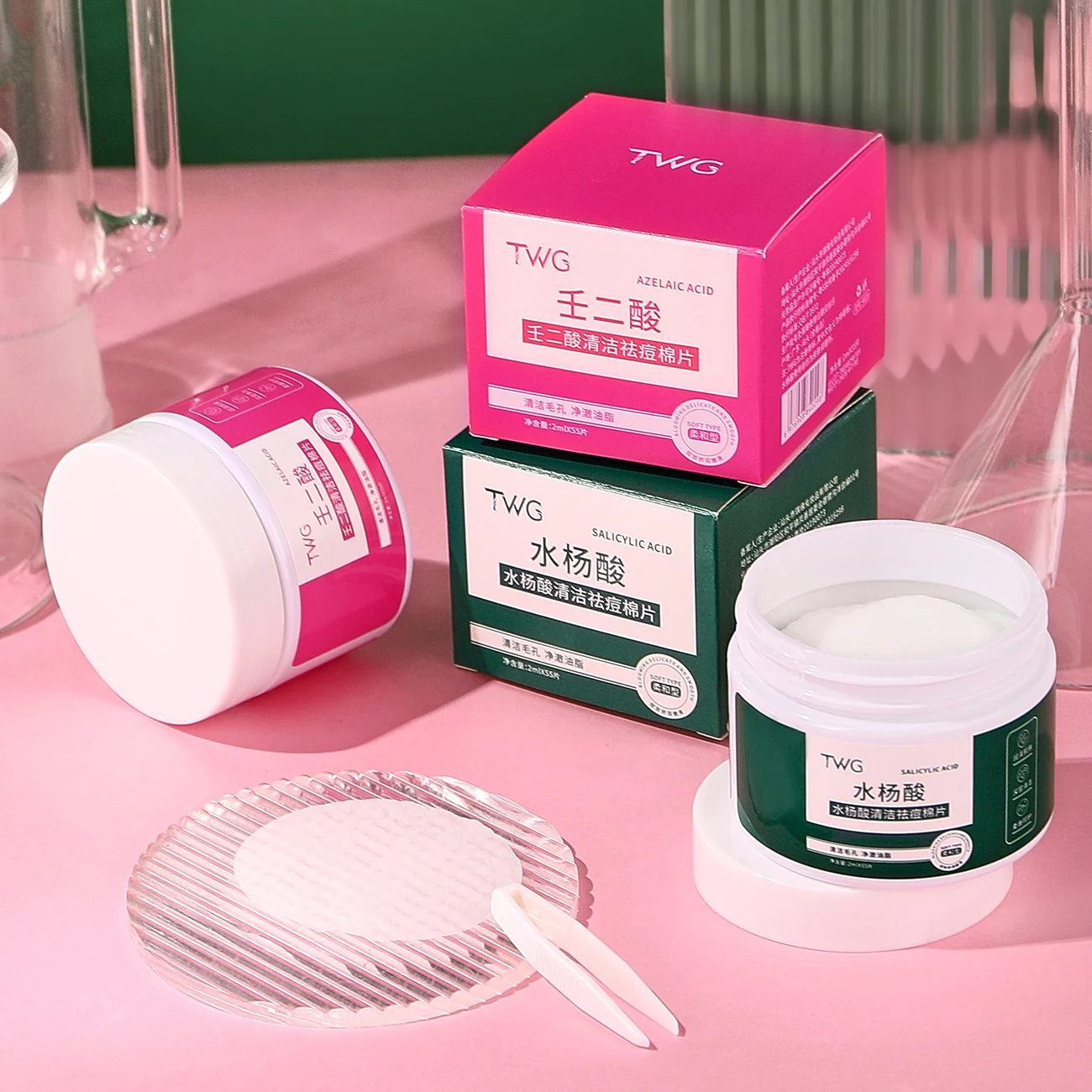 TWG Face Toner Pad Acne Treatment Face Mask Pads Salicylic Acid Moisturizing Cleansing Anti Ance Face Toner Pad