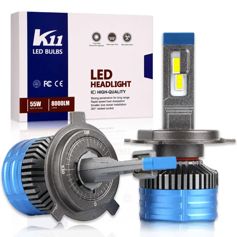
 Новинка 2021, автомобильная светодиодная лампа для Фар H4, высокая мощность, индивидуальный автомобильный светильник 55 Вт, 6000k, фара H11 9005(HB3), светодиодная фара  