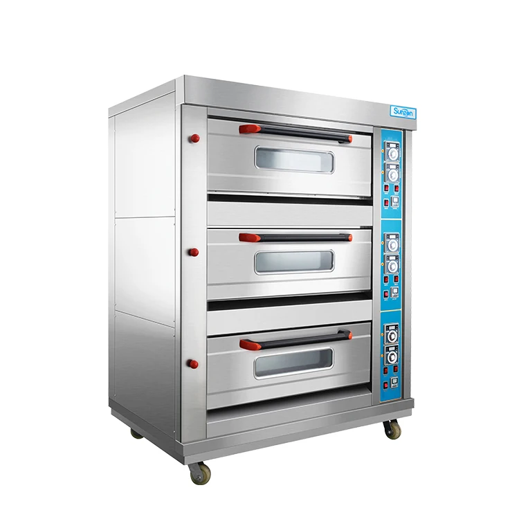 
Three layers six trays deck oven New style gas or electric power Steam bread oven commercial pizza baking oven for bakery 