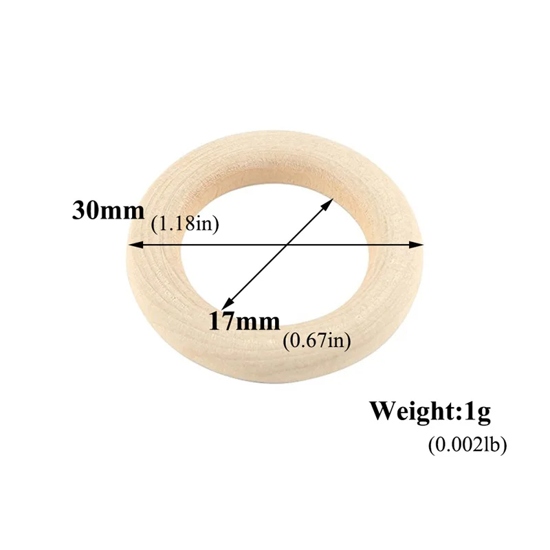 Baby DIY Accessory Nursing Round Ring WBT007 Wooden Teether Bracelet necklace Making toddler wooden teether ring