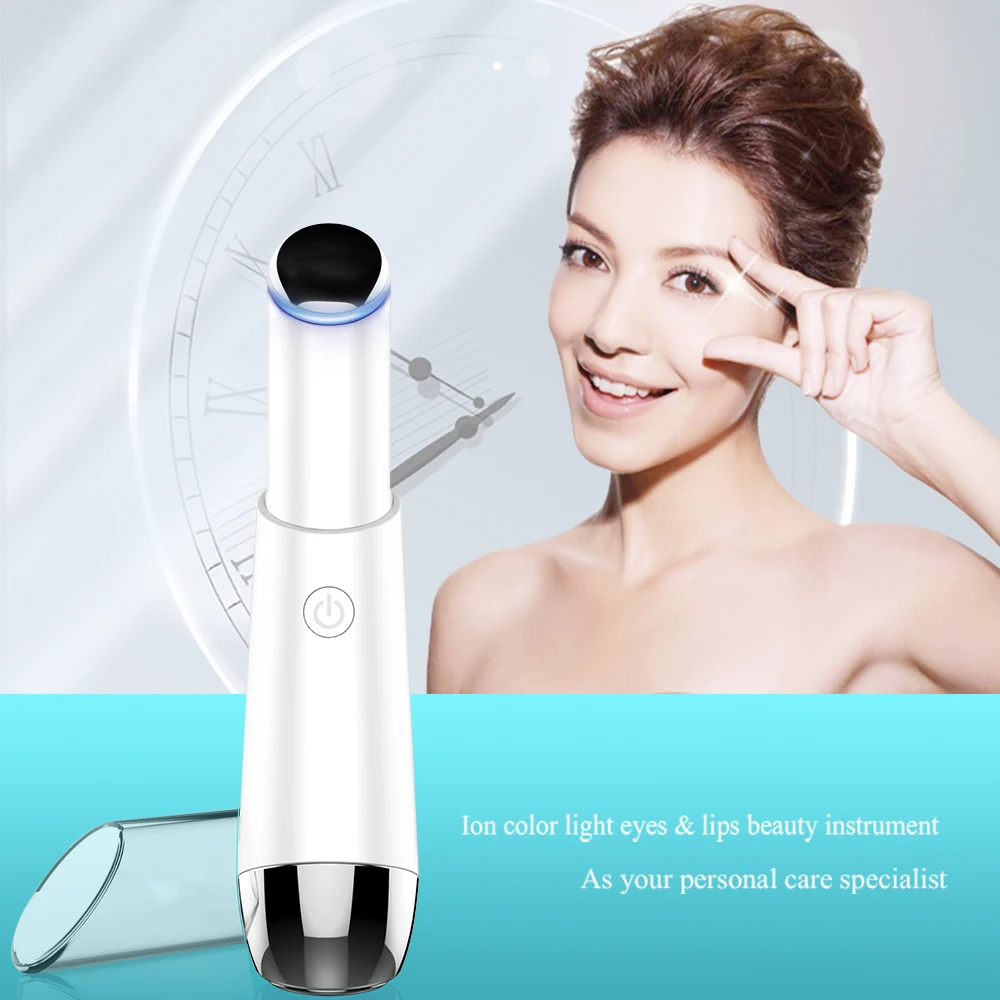 High Frequency blue and red light eye massager wand vibration heated eye care beauty device