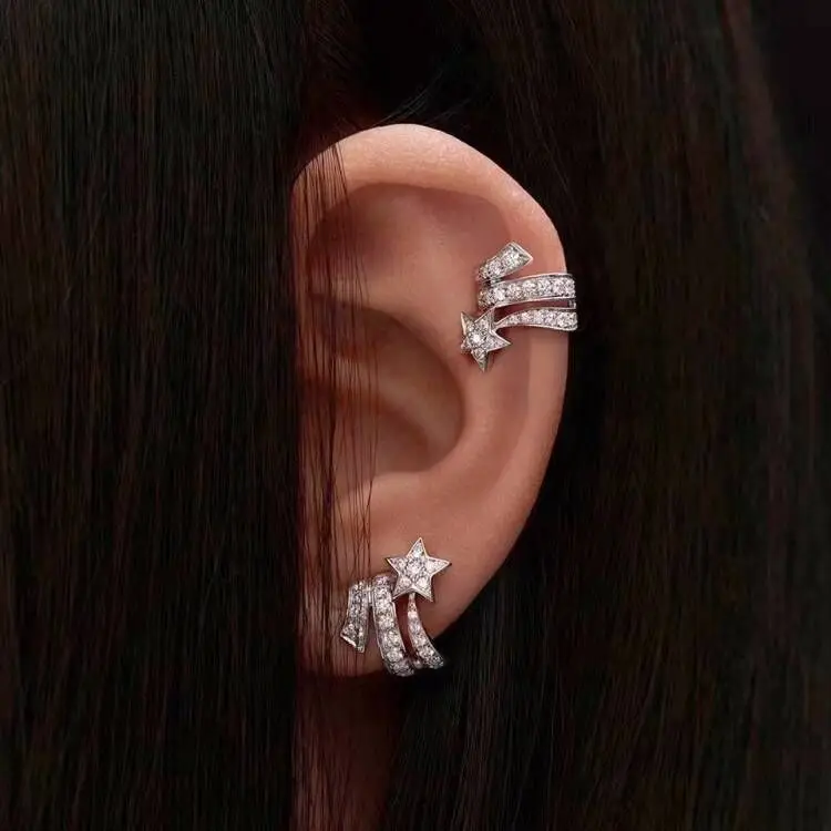 Промоакция стрельба звезда микро паве cz band без пирсинга Клипсы