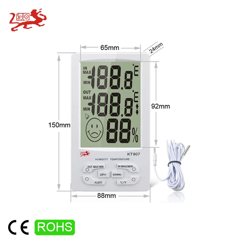 Outdoor Alarm Temperature Humidity Meter LCD Display Digital Thermometer