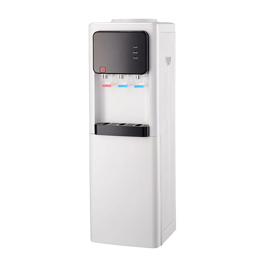 Three Taps Hot and Cold Drinking Water Dispenser Filter with Storage Cabinet