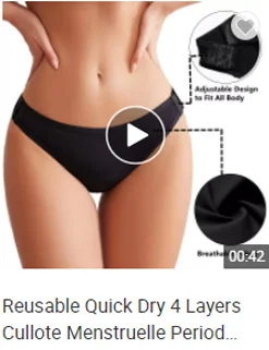 Reusable Quick Dry 4 Layers Cullote Menstruelle Period Underwear High Quality Incontinence Panties Adjustable Menstrual Undies