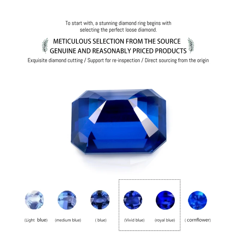 Royal Blue Sapphire Jewelry stone Loose Gemstones Emerald cut Lab Sapphire AGL Certified 5A Lab Grown Sapphire