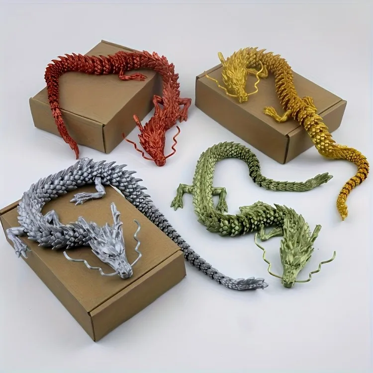 Custom 30/45/60 cm Rotatable Joints Dragon 3D Printing Chinese Model Collectible for Christmas Gift