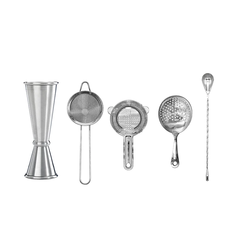 4/5 in 1 Stainless Steel Silver Strainer Set For Bartender with Jigger