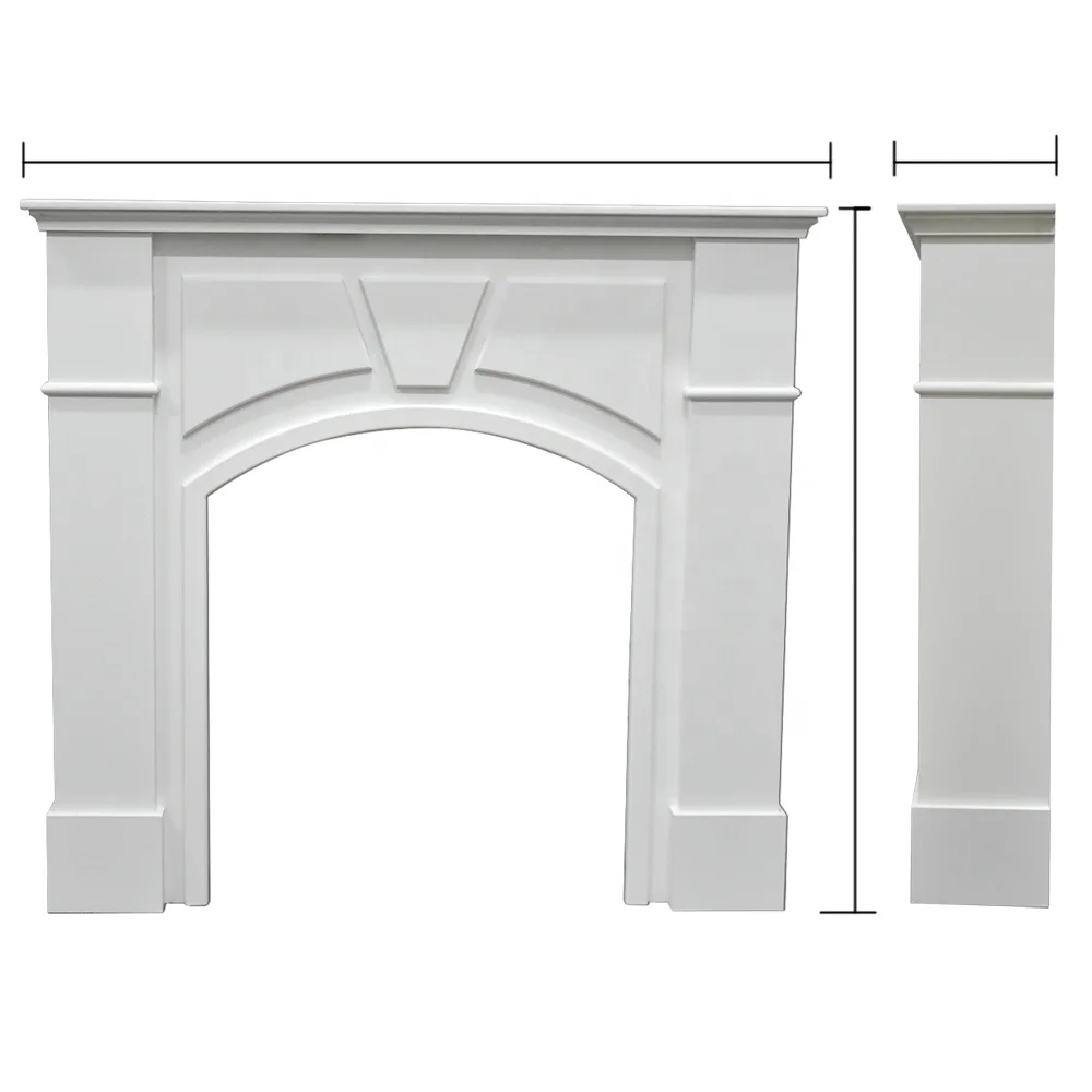 French Country Style White Decorative Wood Fireplace, Vintage Wood Fireplace Mantle