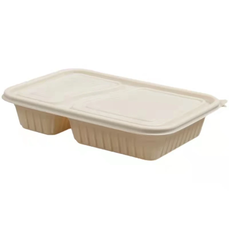 Disposable Tray Degradable Pulp School Canteen Takeout Packaging Multi Grid Lunch Box Cheap Sugar Disposable Plates For Food
