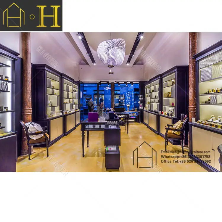 Modern Commercial Cosmetic Showcase Display Wooden Display Cabinet Makeup Shop Interior Design