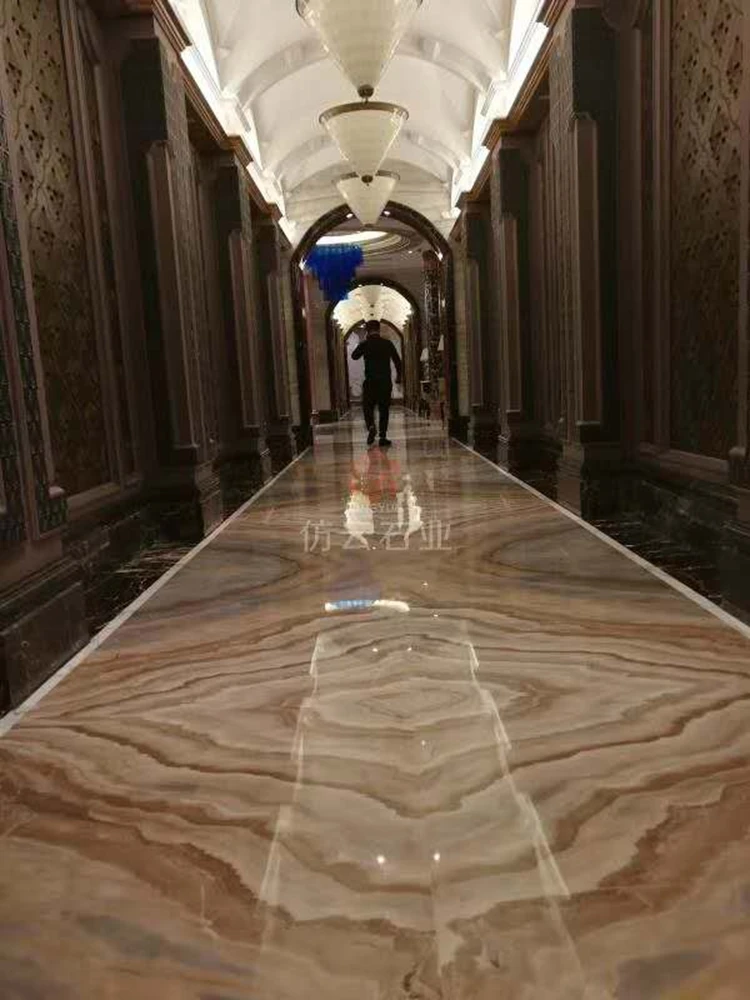 Italy luxury marble floors , Polished Crazy Roman impression brown Marble Slab