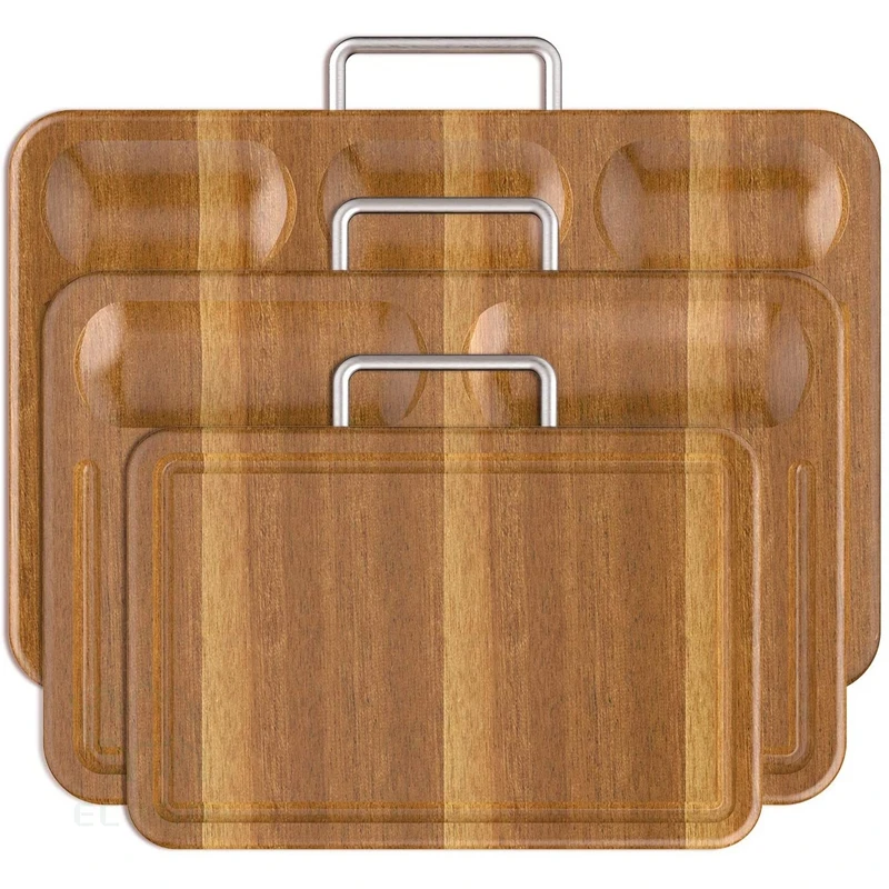 Multipurpose Acacia Wood Cutting Board Set of 3 Thick Chopping Board for Kitchen Countertop