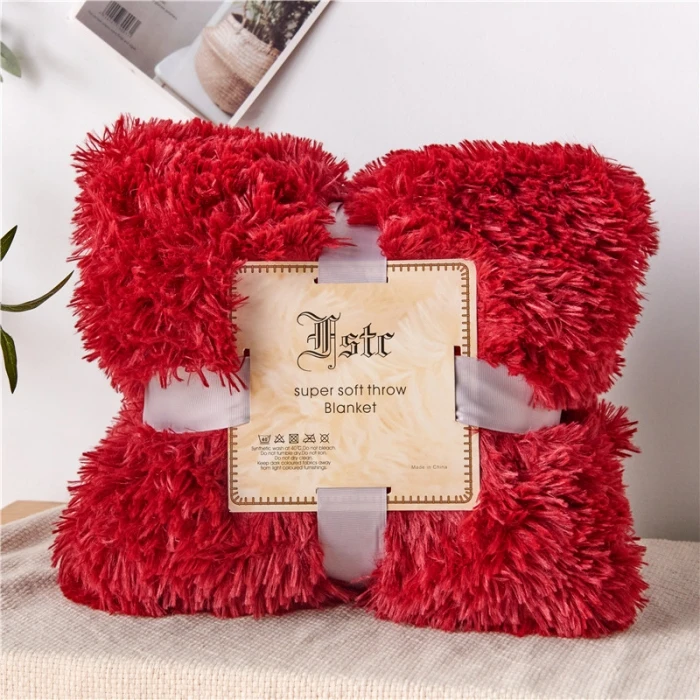 Luxury Faux Fur Warm Cozy Fluffy Long Hair Shaggy Fleece Super Soft PV Fur Plush Blanket Throw For Winter King Size