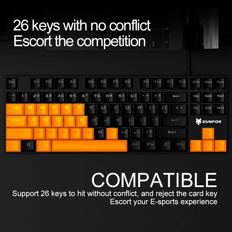 K80 mechanical keyboard wired green axis metal panel luminous desktop computer notebook office gaming keyboard
