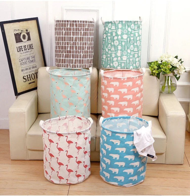 
Wholesale Eco Friendly Cotton Linen Foldable Dirty Clothes Storage Basket Collapsible Laundry Hamper with Handle 