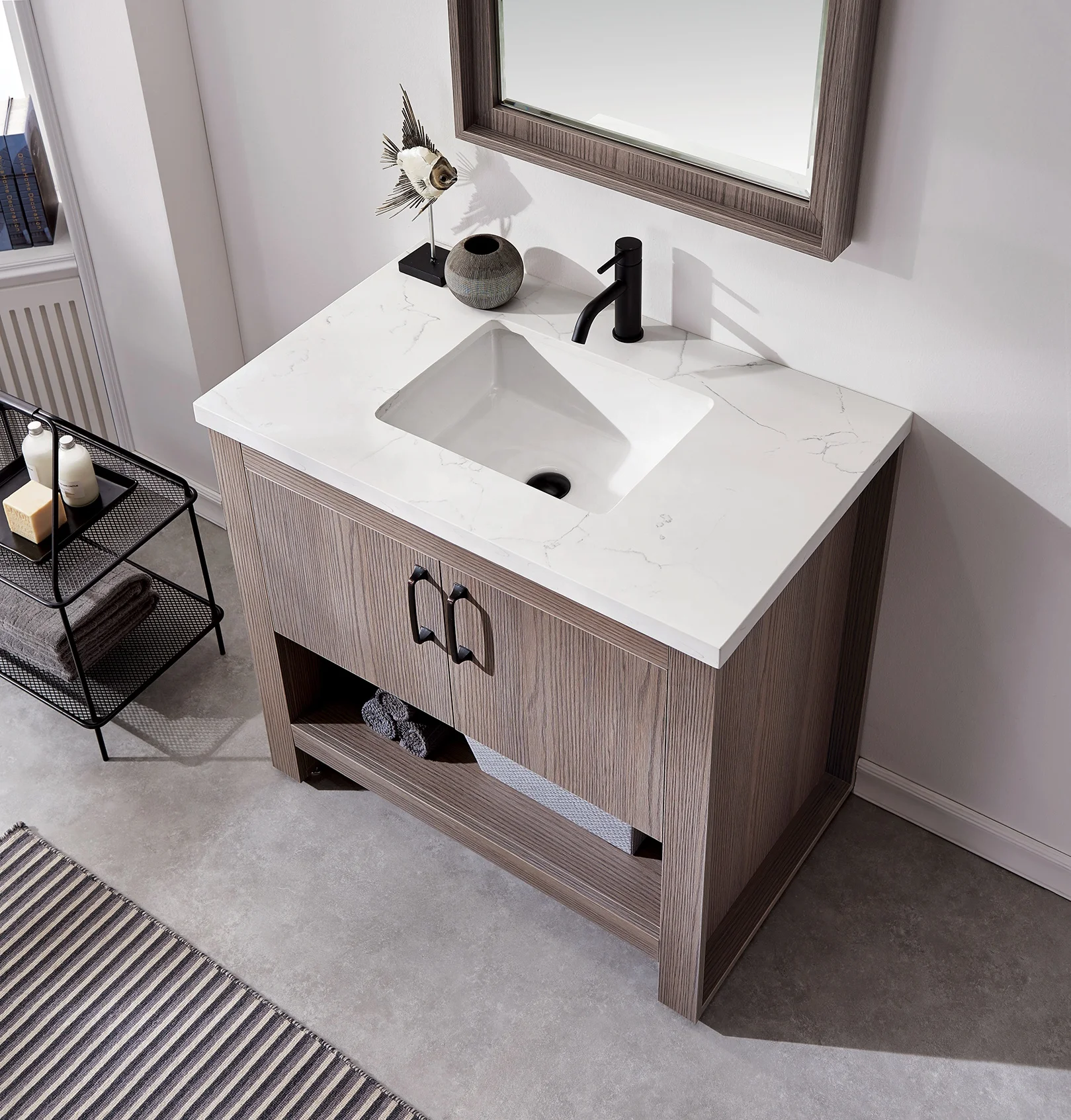 American oak wood floating hotel bathroom vanity set single sink cabinet bathroom vanities with sink