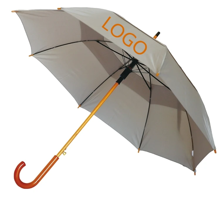 YS-1022 Customized Advertising Umbrella Wooden Handle Air Vented Double Layer Auto Open Straight Umbrella With Logo