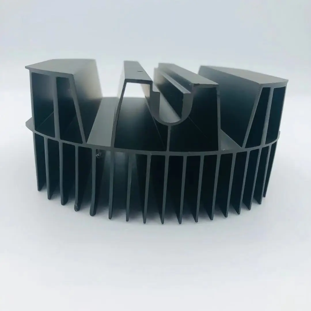  Черный алюминиевый охлаждающий ребро теплоотвод Круговой Круглый экструзионный радиатор из алюминиевого сплава 6063