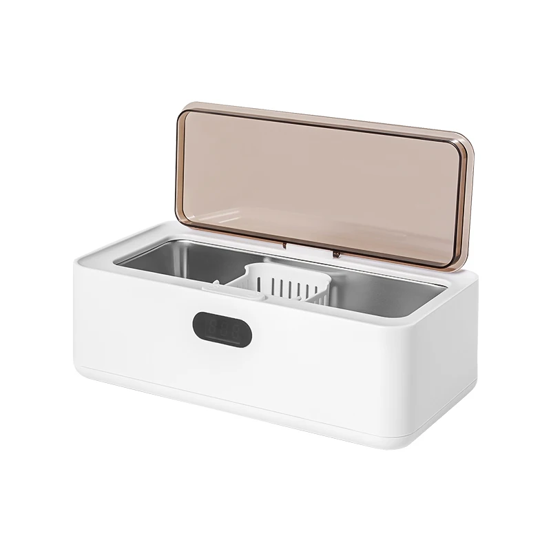 Ultrasonic Cleaner Glasses Ring Mini Ultrasonic Washing Machine with Timer 450ml Portable Plastic Steel Stainless