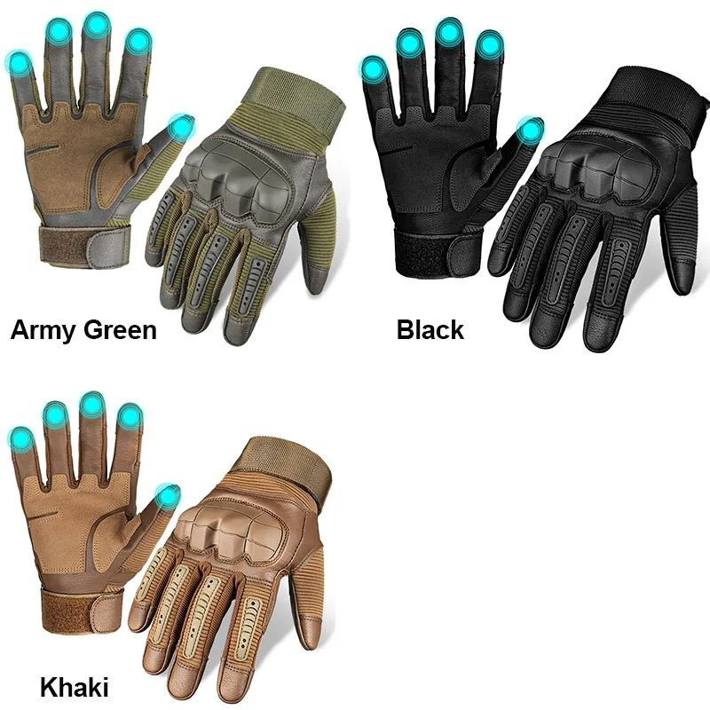 Tactical Gloves for Men Rubber Guard Touch Screen Full Finger Gloves for Hunting Cycling Motorbike
