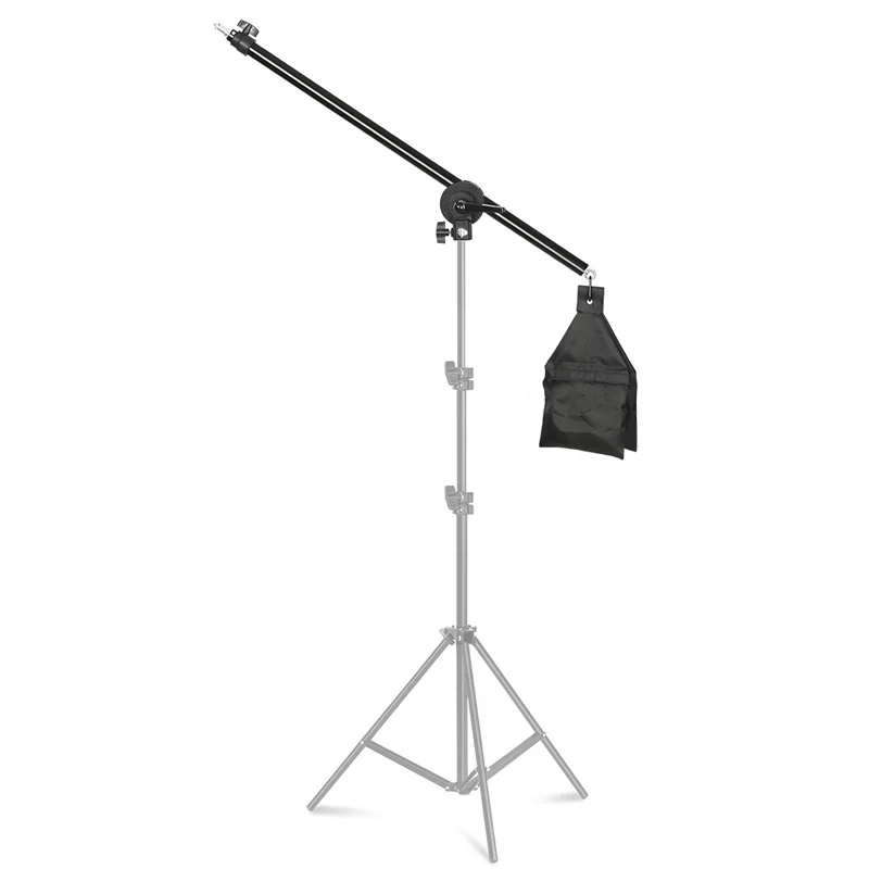 Takenoken Photo Studio Accessories 1.4M Aluminum Adjustable Overhead Light Boom Arm with Tripod Light Stand Clamp and Sandbag