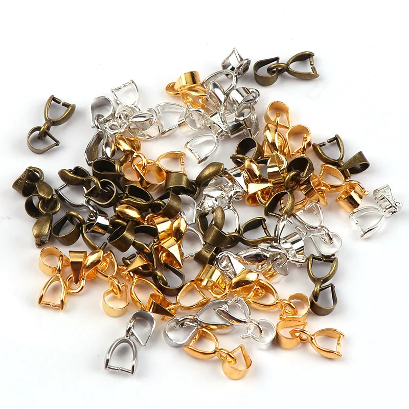 7mm Metal Clasps Pinch Clips Bails Charm Connectors Melon Seeds Pendant DIY Necklace Bracelet Connectors Jewelry Findings