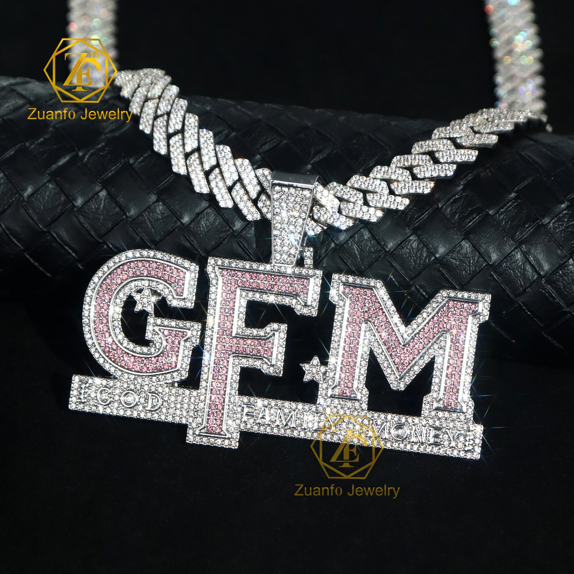 Custom Iced out Hip Hop Style Moissanite Letter Pendant 925 Sterling Silver Jewelry with Moissanite Pendant Charm