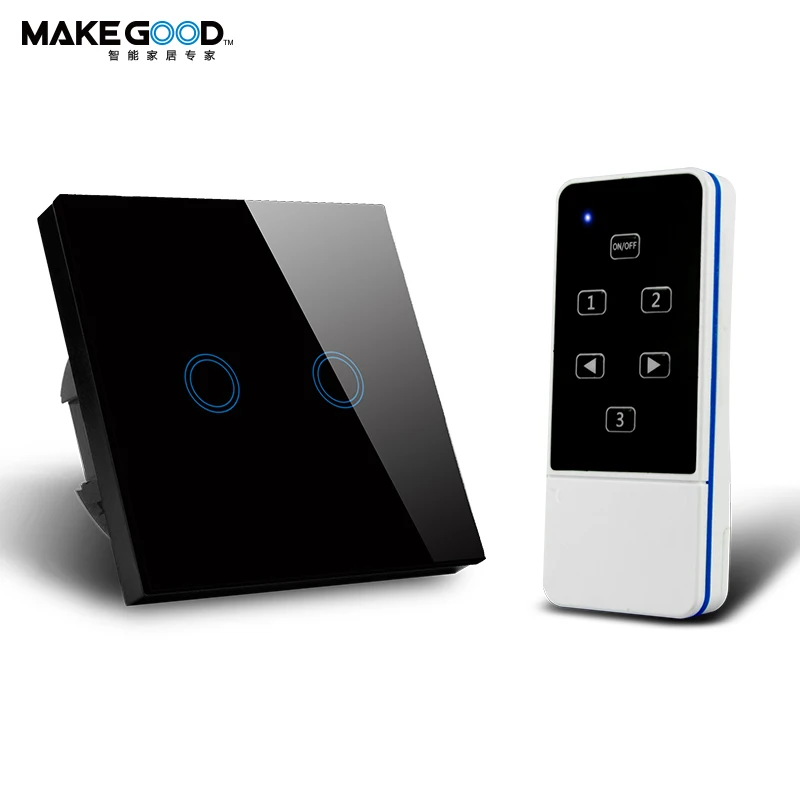 Crystal glass panel 2Gang 2Way control the lamps & Intermediate touch  Switch EU type